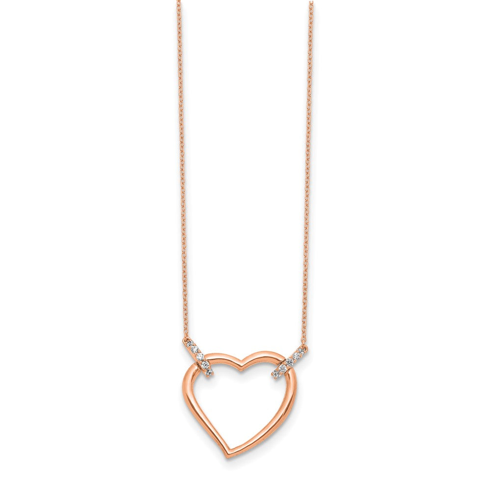 14k Rose Gold 1/4 carat Diamond Heart 18 inch Necklace