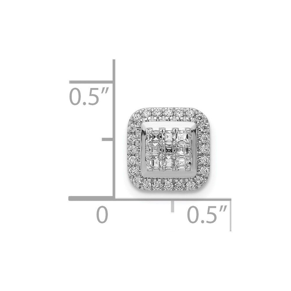 14k White Gold 1/4 carat Diamond Square Halo Cluster Chain Slide