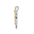 14k White Gold Diamond and Marquise Citrine/Pink Tourmaline Flower Pendant