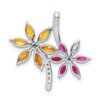 14k White Gold Diamond and Marquise Citrine/Pink Tourmaline Flower Pendant