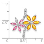 14k White Gold Diamond and Marquise Citrine/Pink Tourmaline Flower Pendant