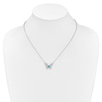 14k White Gold 1/3 carat Diamond and Turquoise Butterfly 18 inch Necklace