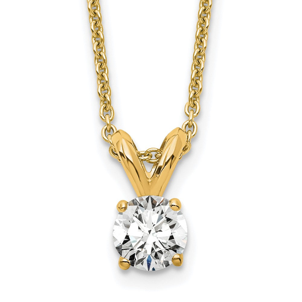 14k 1/4 carat Lab Grown Diamond VS+ F+ Round Complete Four Prong 18 inch Solitaire Pendant Necklace