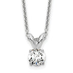 14k White Gold 1/4 carat Lab Grown Diamond VS+ F+ Round Complete Four Prong 18 inch Solitaire Pendant Necklace