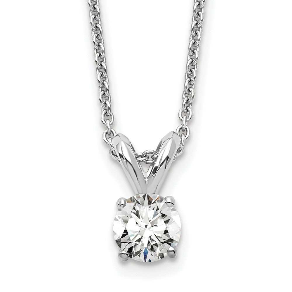 14k White Gold 1/4 carat Lab Grown Diamond VS/SI+ G+ Round Complete Four Prong 18 inch Solitaire Pendant Necklace