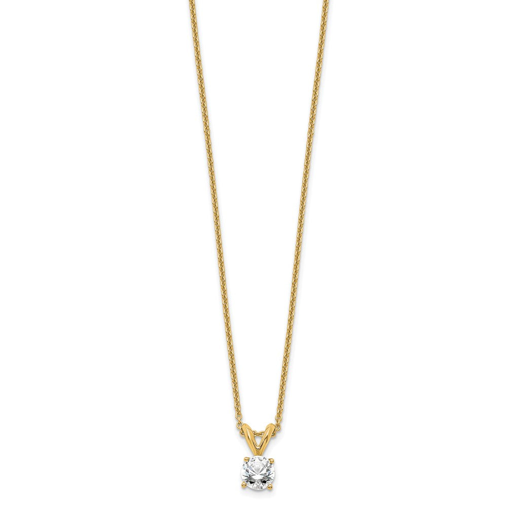 14k 1/3 carat Lab Grown Diamond VS+ F+ Round Complete Four Prong 18 inch Solitaire Pendant Necklace