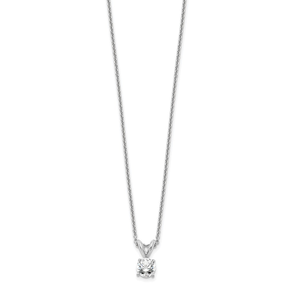 14k White Gold 1/3 carat Certified Lab Grown Diamond VS+ F+ Round Complete Four Prong 18 inch Solitaire Pendant Necklace
