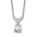 14k White Gold 1/3 carat Lab Grown Diamond VS+ F+ Round Complete Four Prong 18 inch Solitaire Pendant Necklace