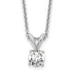 14k White Gold 1/3 carat Lab Grown Diamond VS+ F+ Round Complete Four Prong 18 inch Solitaire Pendant Necklace
