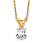 14k 1/2 carat Certified Lab Grown Diamond VS+ F+ Round Complete Four Prong 18 inch Solitaire Pendant Necklace