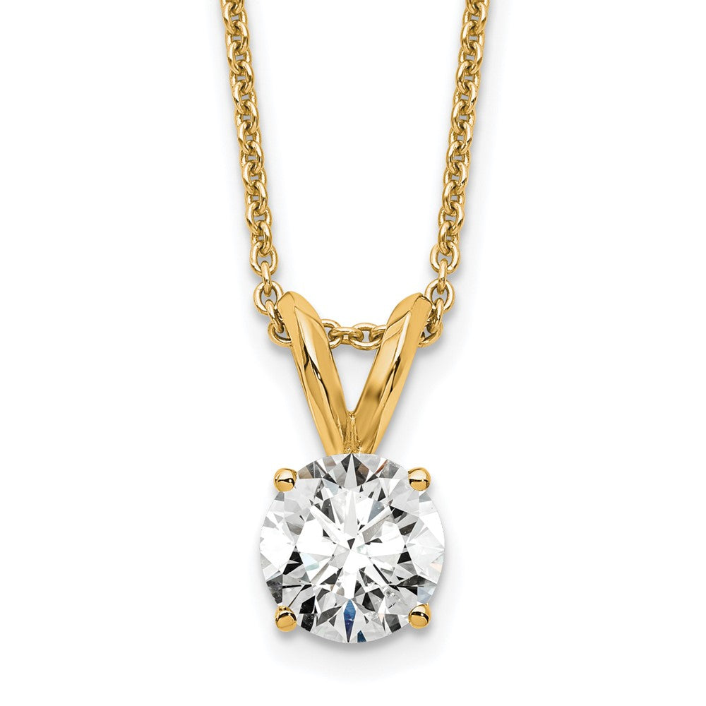 14k 1/2 carat Lab Grown Diamond VS/SI+ G+ Round Complete Four Prong 18 inch Solitaire Pendant Necklace