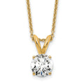 14k 1/2 carat Lab Grown Diamond VS/SI+ G+ Round Complete Four Prong 18 inch Solitaire Pendant Necklace