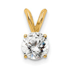 14k 1/2 carat Lab Grown Diamond VS+ F+ Round Complete Four Prong Solitaire Pendant