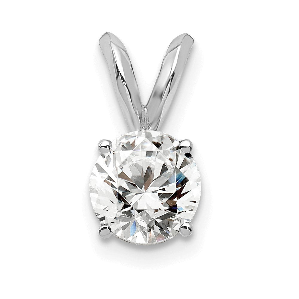 14k White Gold 1/2 carat Lab Grown Diamond VS+ F+ Round Complete Four Prong Solitaire Pendant