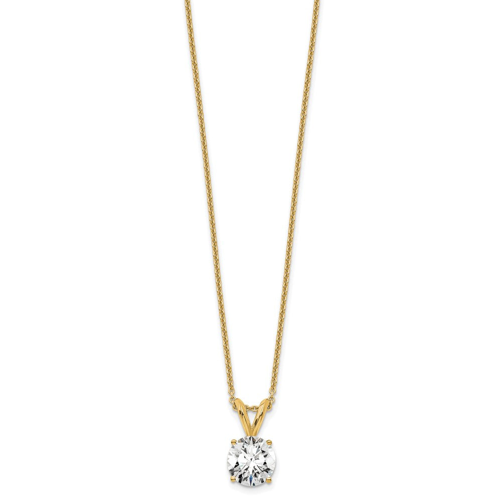 14k 3/4 carat Lab Grown Diamond VS/SI+ G+ Round Complete Four Prong 18 inch Solitaire Pendant Necklace