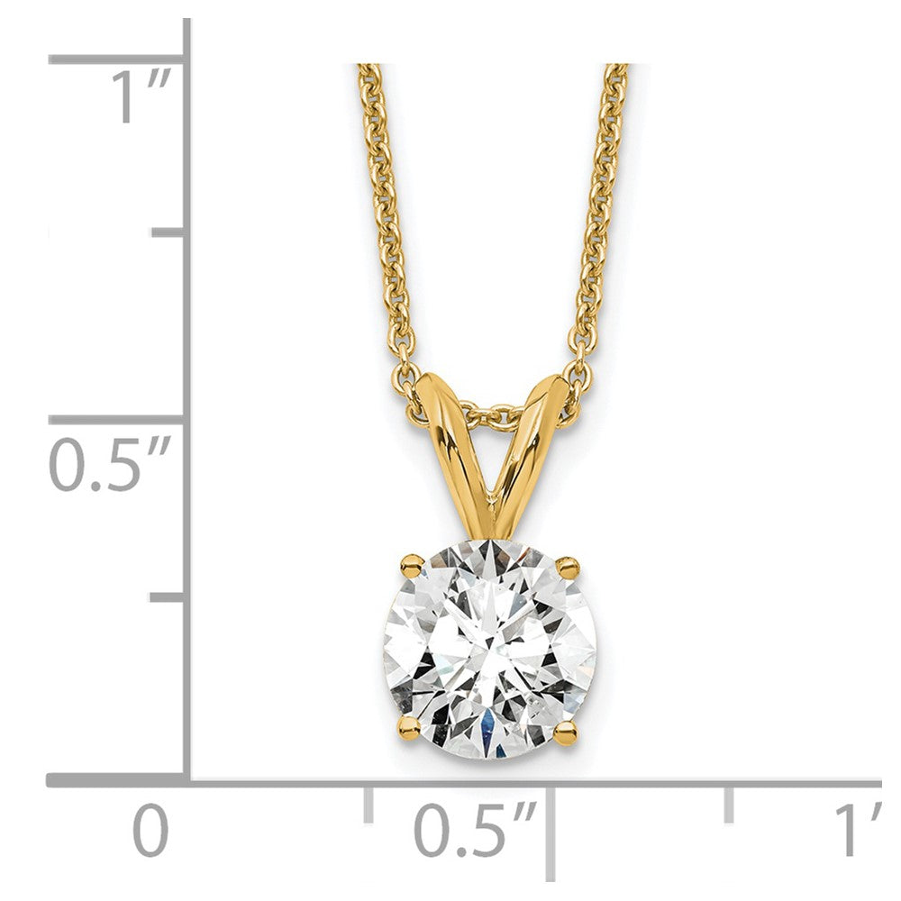 14k 3/4 carat Lab Grown Diamond VS/SI+ G+ Round Complete Four Prong 18 inch Solitaire Pendant Necklace
