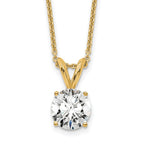 14k 3/4 carat Lab Grown Diamond VS/SI+ G+ Round Complete Four Prong 18 inch Solitaire Pendant Necklace
