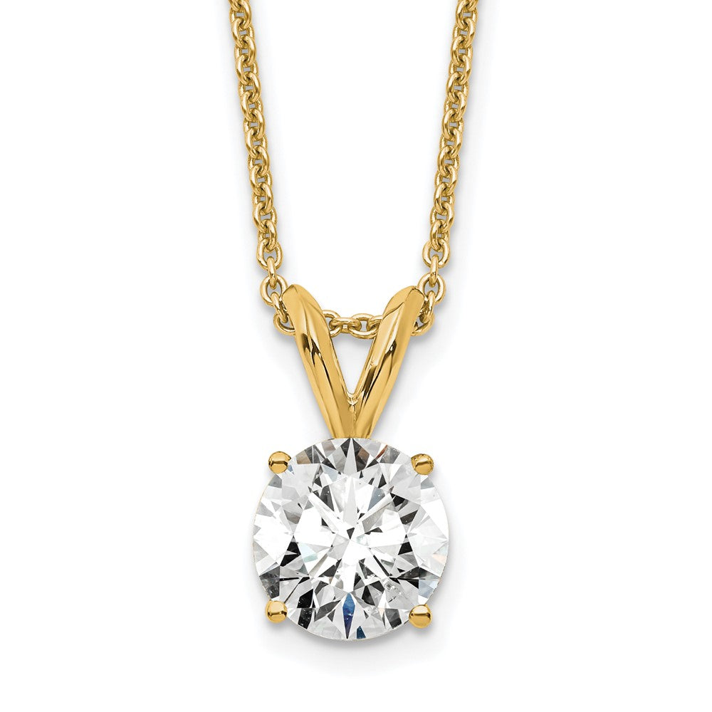 14k 3/4 carat Lab Grown Diamond VS/SI+ G+ Round Complete Four Prong 18 inch Solitaire Pendant Necklace