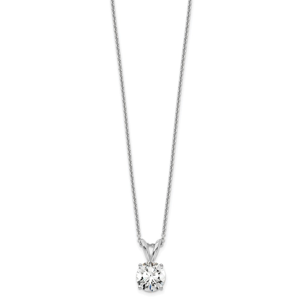 14k White Gold 3/4 carat Certified Lab Grown Diamond VS/SI+ G+ Round Complete Four Prong 18 inch Solitaire Pendant Necklace