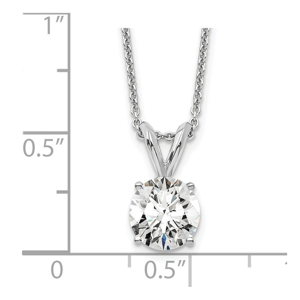 14k White Gold 3/4 carat Certified Lab Grown Diamond VS/SI+ G+ Round Complete Four Prong 18 inch Solitaire Pendant Necklace