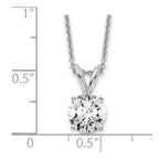 14k White Gold 3/4 carat Lab Grown Diamond VS+ F+ Round Complete Four Prong 18 inch Solitaire Pendant Necklace