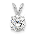 14k White Gold 3/4 carat Certified Lab Grown Diamond VS/SI+ G+ Round Complete Four Prong Solitaire Pendant