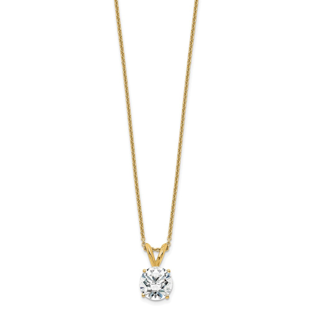 14k 1 carat Certified Lab Grown Diamond VS/SI+ G+ Round Complete Four Prong 18 inch Solitaire Pendant Necklace
