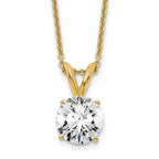 14k 1 carat Lab Grown Diamond VS/SI+ G+ Round Complete Four Prong 18 inch Solitaire Pendant Necklace