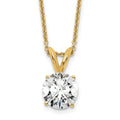 14k 1 carat Certified Lab Grown Diamond VS/SI+ G+ Round Complete Four Prong 18 inch Solitaire Pendant Necklace