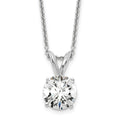 14k White Gold 1 carat Lab Grown Diamond VS+ F+ Round Complete Four Prong 18 inch Solitaire Pendant Necklace