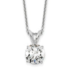 14k White Gold 1 carat Lab Grown Diamond VS+ F+ Round Complete Four Prong 18 inch Solitaire Pendant Necklace