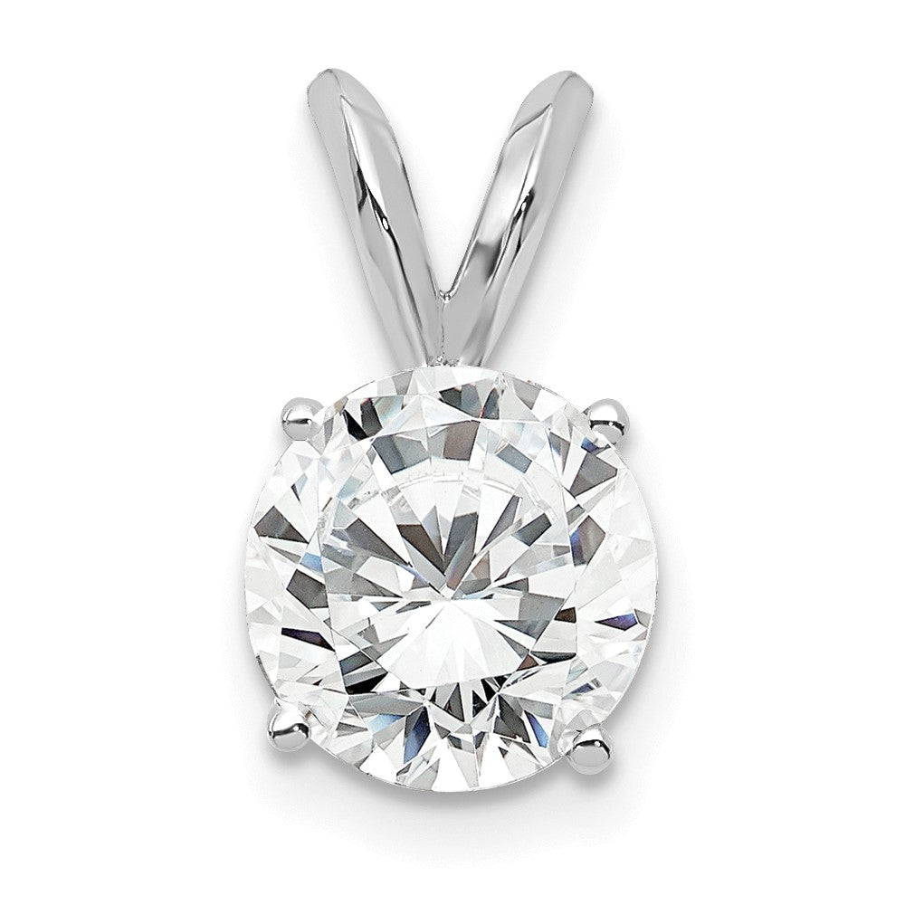 14k White Gold 1 carat Lab Grown Diamond VS+ F+ Round Complete Four Prong Solitaire Pendant