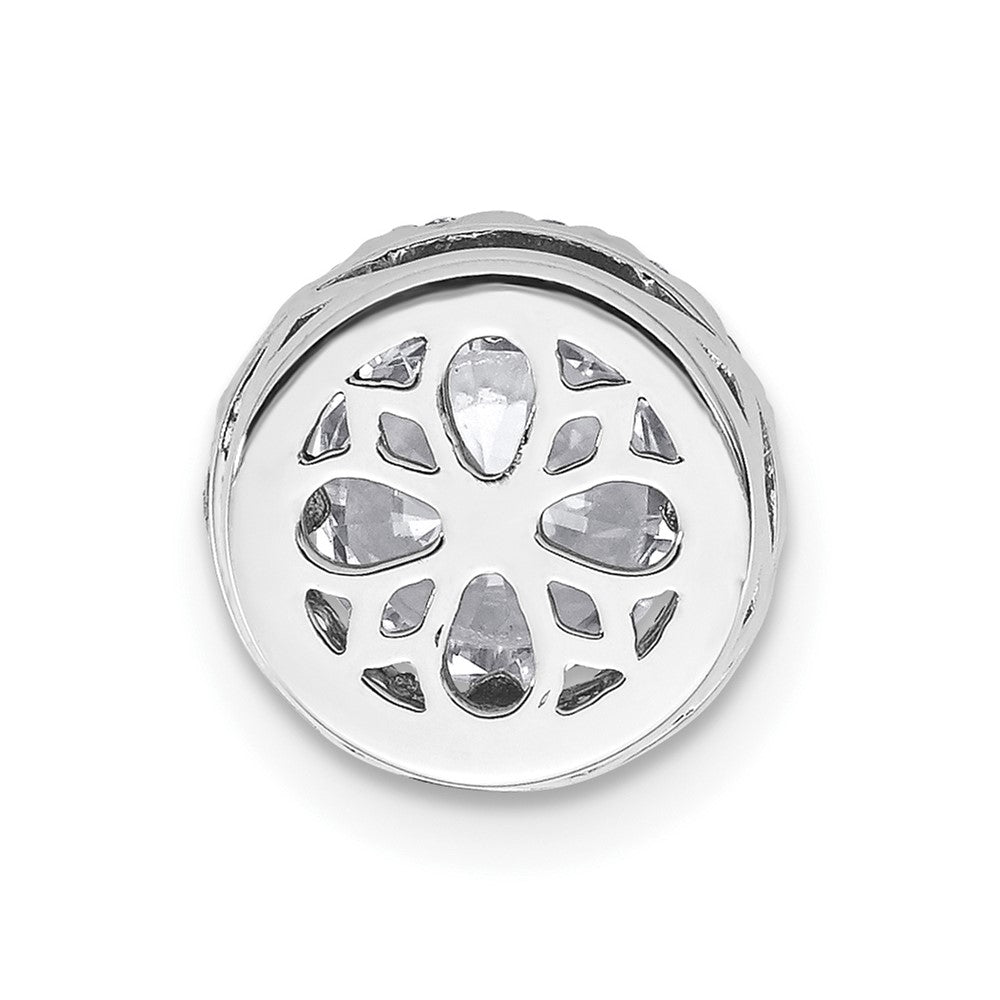14k White Gold Round Halo D E F Pure Light Moissanite Chain Slide