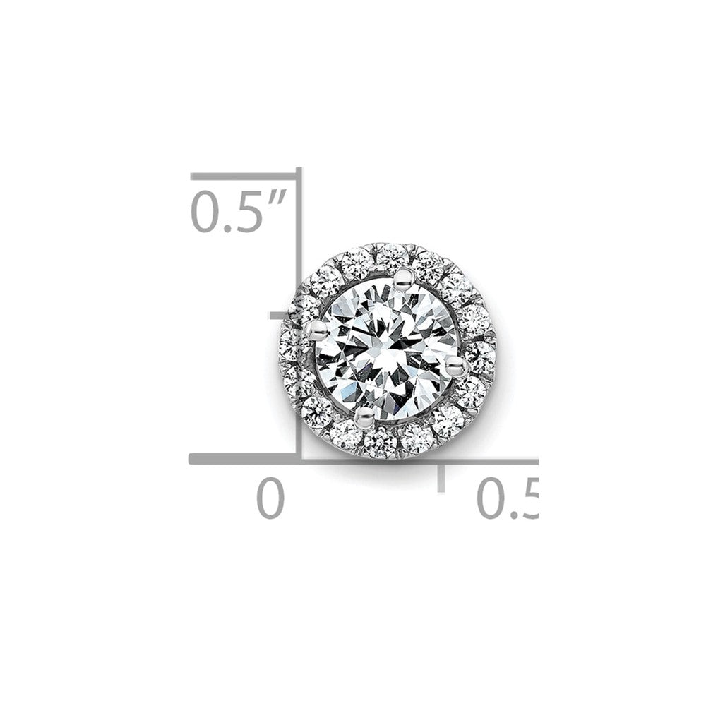 14k White Gold Round Halo D E F Pure Light Moissanite Chain Slide
