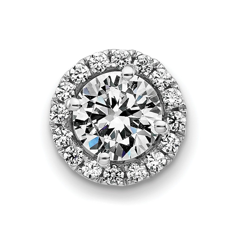 14k White Gold Round Halo D E F Pure Light Moissanite Chain Slide
