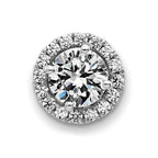 14k White Gold Round Halo D E F Pure Light Moissanite Chain Slide