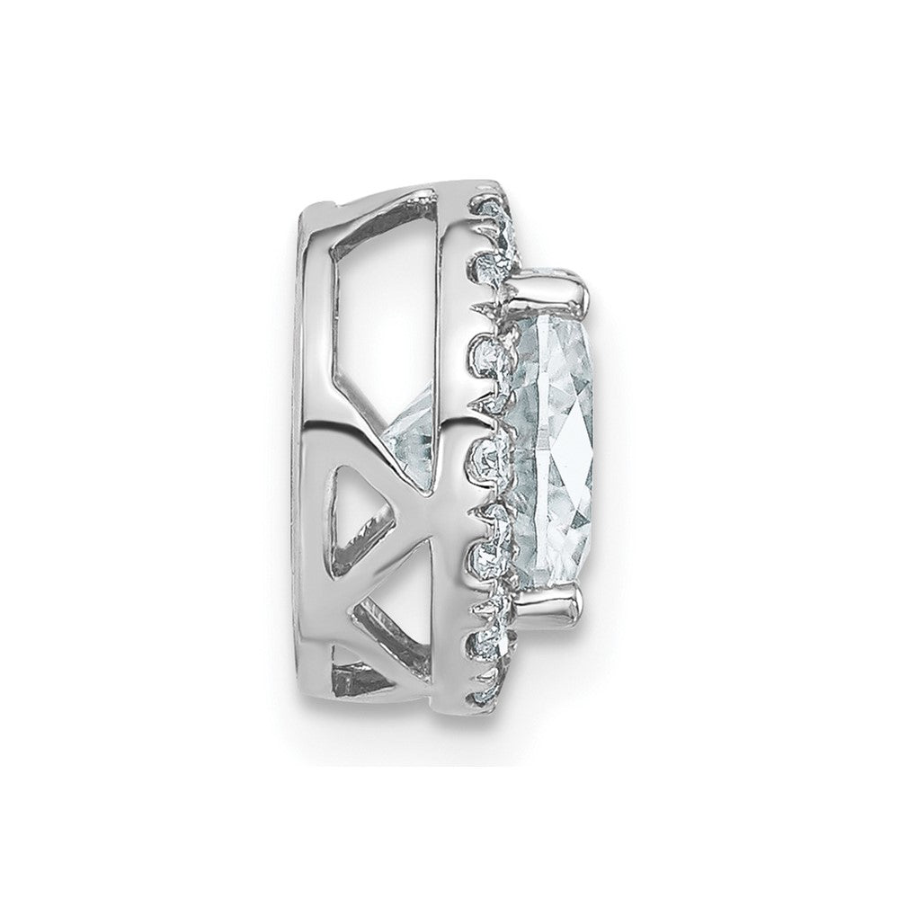 14k White Gold Round Halo G H I True Light Moissanite Chain Slide