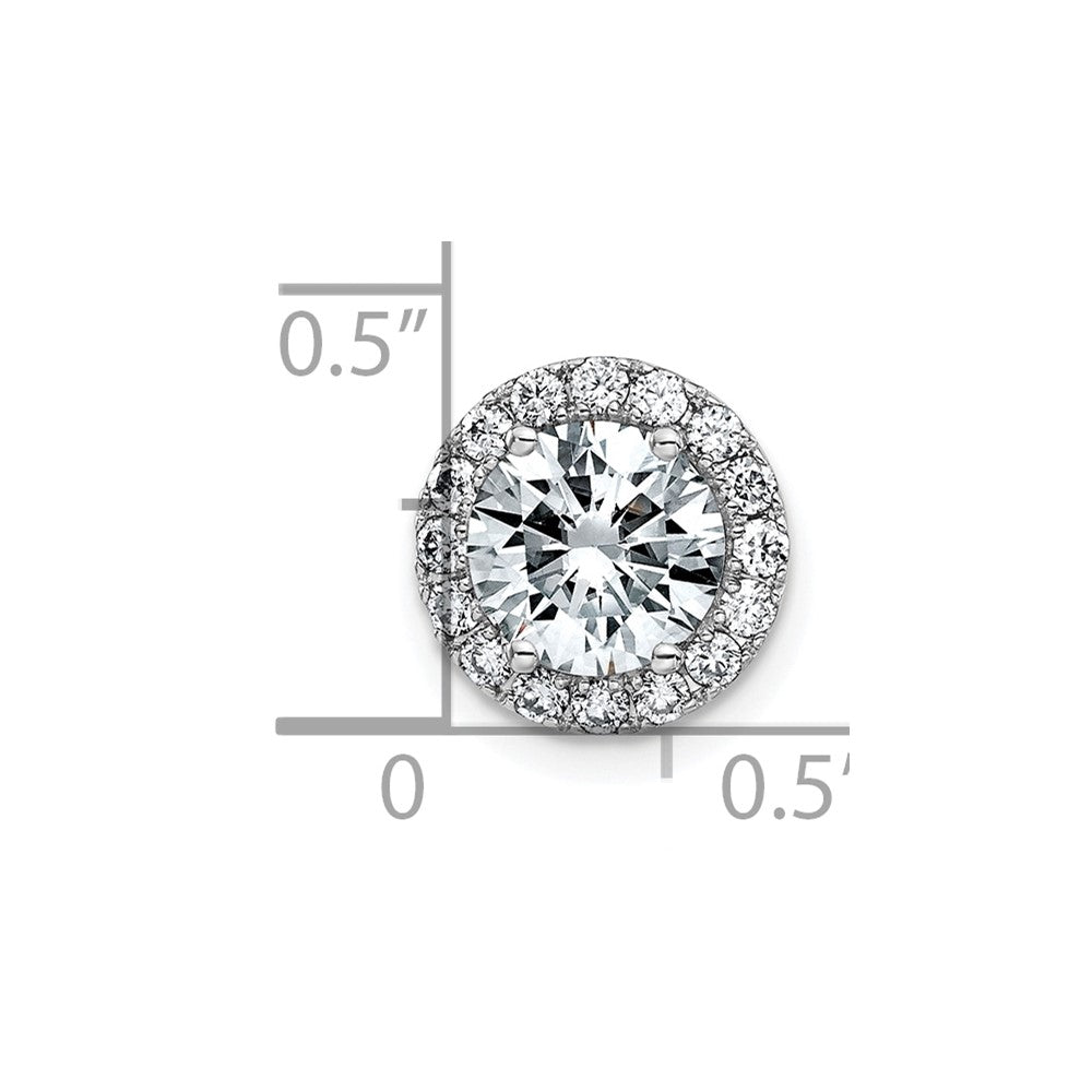 14k White Gold Round Halo G H I True Light Moissanite Chain Slide