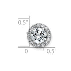 14k White Gold Round Halo G H I True Light Moissanite Chain Slide