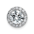 14k White Gold Round Halo G H I True Light Moissanite Chain Slide