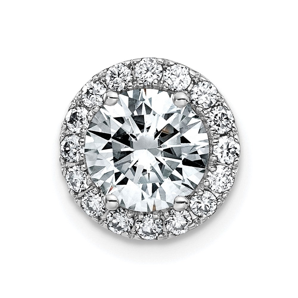 14k White Gold Round Halo G H I True Light Moissanite Chain Slide