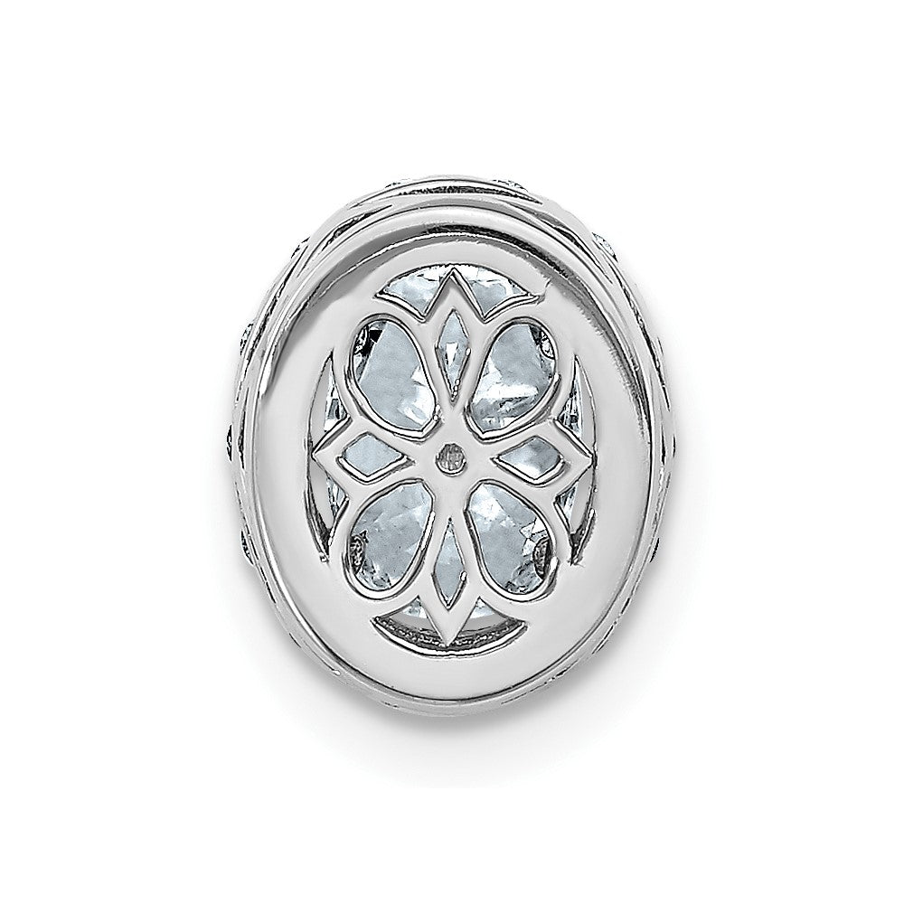 14kw Oval and Round Halo D E F Pure Light Moissanite Chain Slide