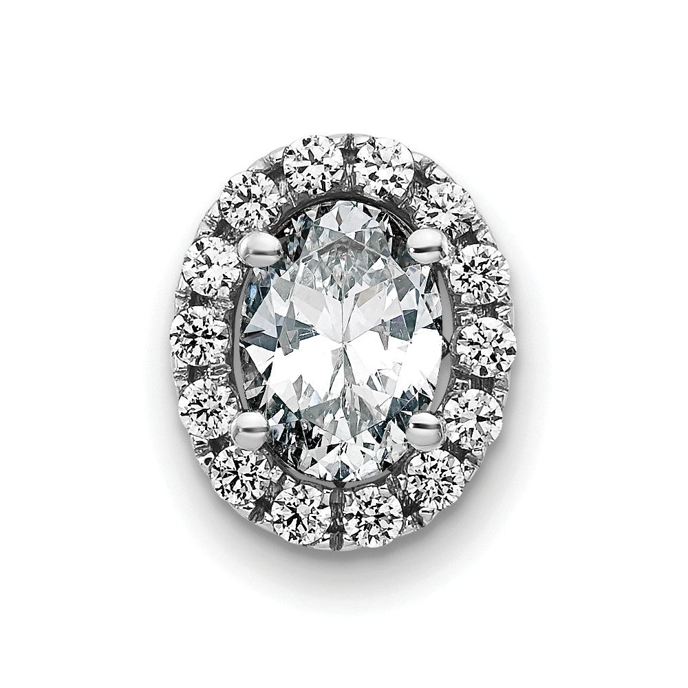 14kw Oval and Round Halo D E F Pure Light Moissanite Chain Slide