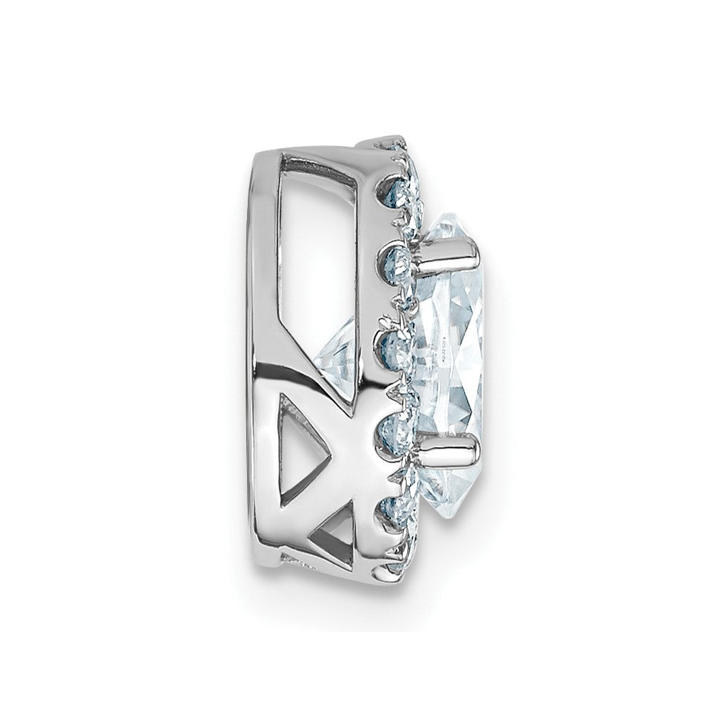 14kw Oval and Round Halo D E F Pure Light Moissanite Chain Slide