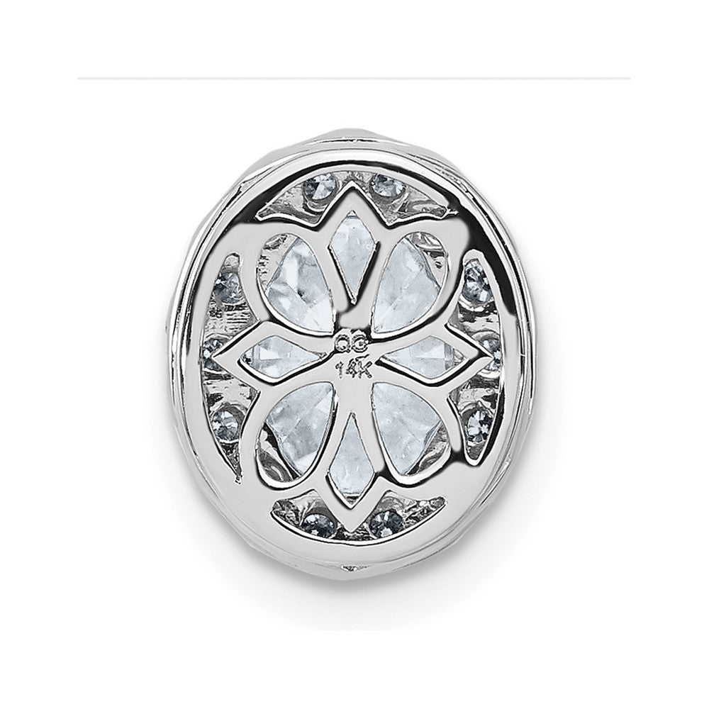 14kw Oval and Round Halo D E F Pure Light Moissanite Chain Slide