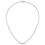14k White Gold Polished 1/6 carat Diamond Curved Bar 18 inch Necklace