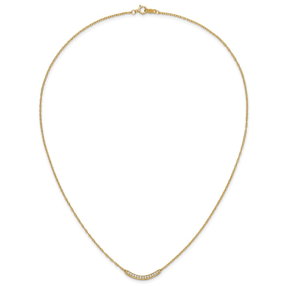 14k Polished 1/6 carat Diamond Curved Bar 18 inch Necklace