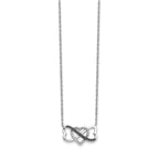 14k White Gold 1/10 carat Black and White Diamond Heart Infinity 17 inch Necklace