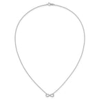 14K White Gold Polished 1/6 carat Diamond Infinity Symbol 18 inch Necklace