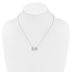 14k White Gold 1/10 carat Diamond Double Infinity Symbol 18 inch Necklace
